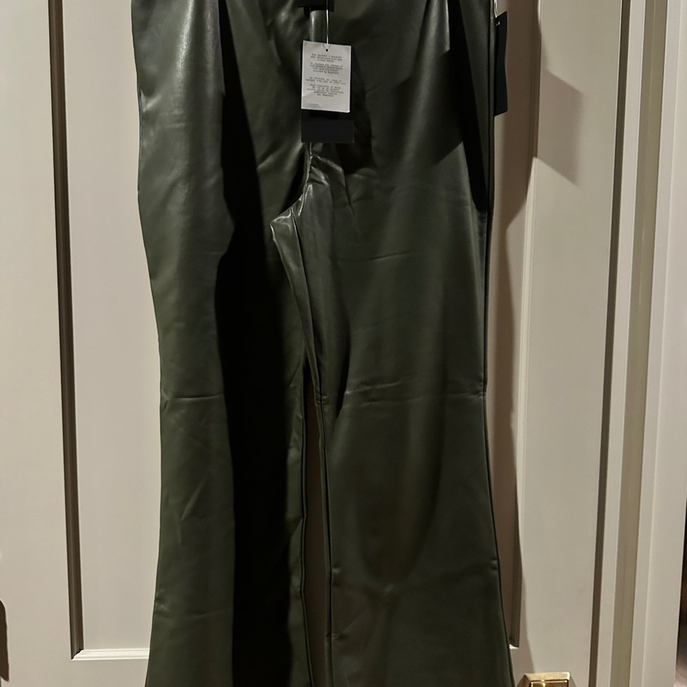 Bagatelle pleather pants. Olive green.